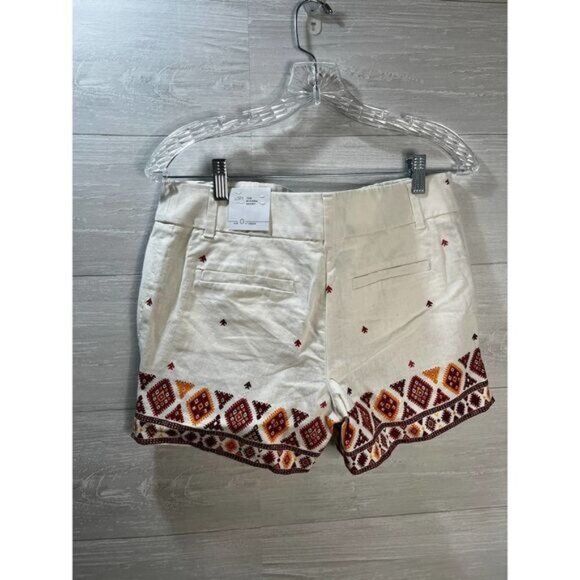 Loft‎ Ann Taylor Linen Blend Riviera Shorts Bohemian Aztec Print Size 0 - Picture 3 of 8